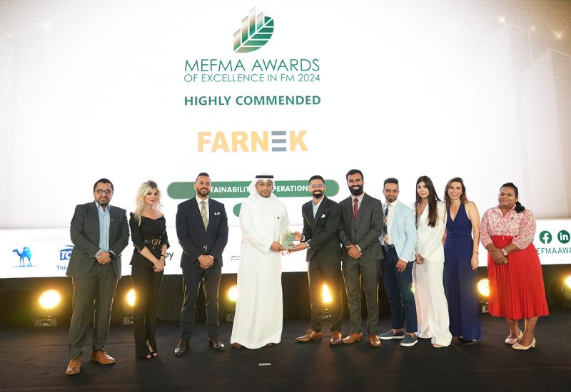 Highly commended award for "Sustainability in Operations" at the MEFMA Awards 2024